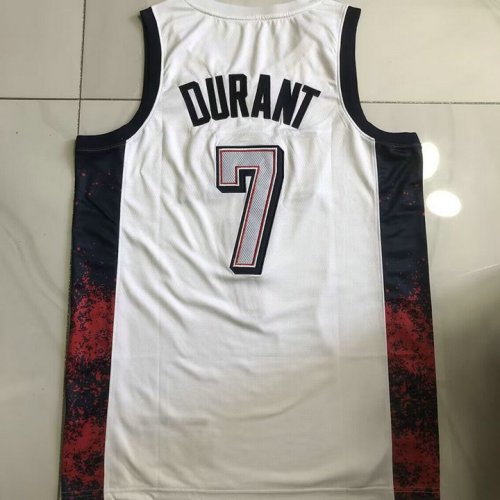 7 Durant USA 2024 Olympics Embroidery Jersey White